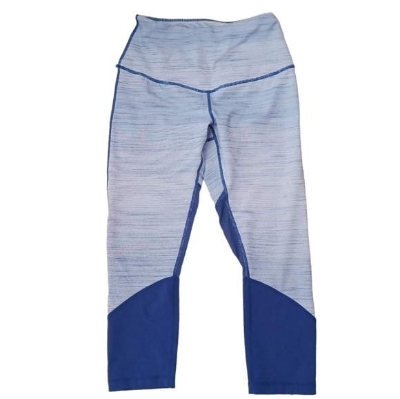 Zella Blue and White Striped Leggings - Picture 1 of 3